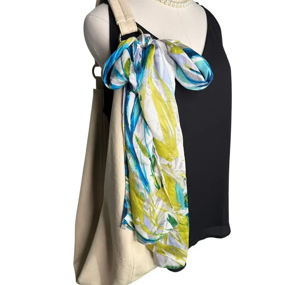 Cynthia Rowley 100% silk watercolor floral rectangle long scarf 12.5 x 64